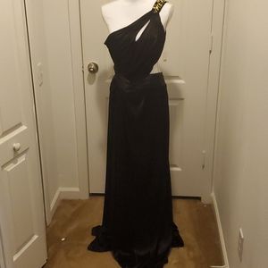 Black one shoulder evening gown